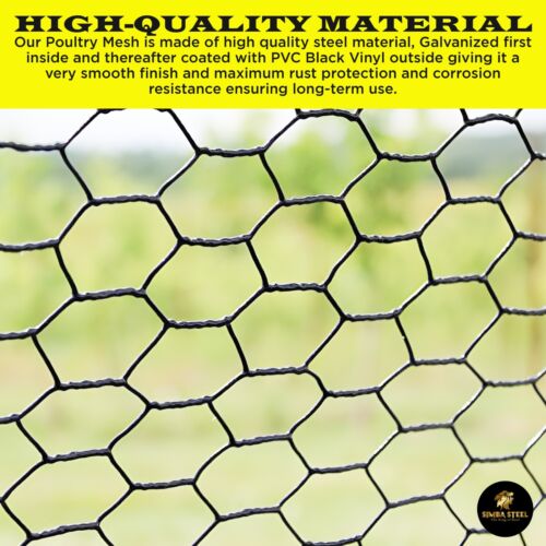 PVC Hexagonal Poultry Net Chicken Wire 36" x 50' x 1" Mesh 20GA Black SIMBASTEEL | eBay