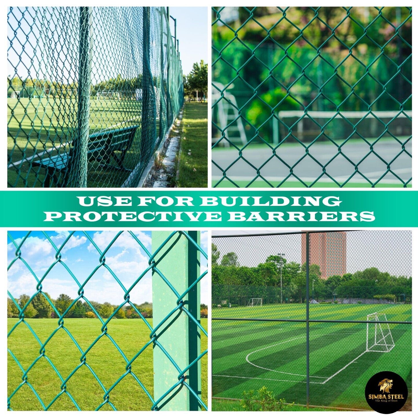 GREEN PVC Coated Galvanized Steel 4X50 ft Chain Link Fence Fabric 11.5 GA SIMBA