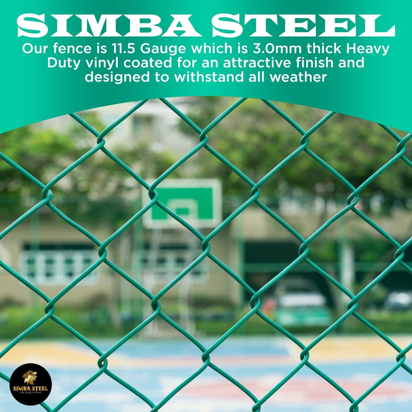 GREEN PVC Coated Galvanized Steel 4X50 ft Chain Link Fence Fabric 11.5 GA SIMBA