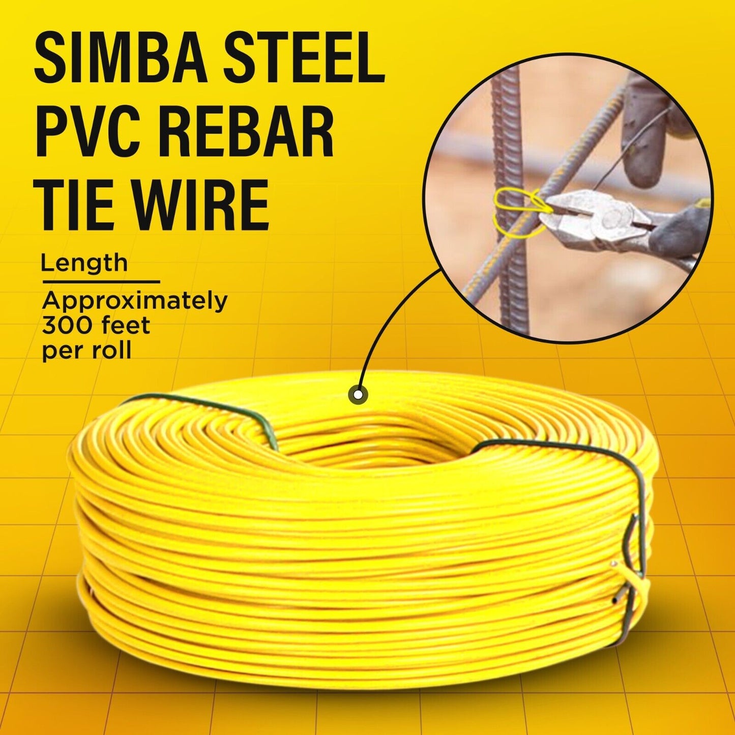 Lot of 10 x 3lb PVC Rebar Tie Wire, 16 Gauge, Approx 3000 FT - SIMBA STEEL