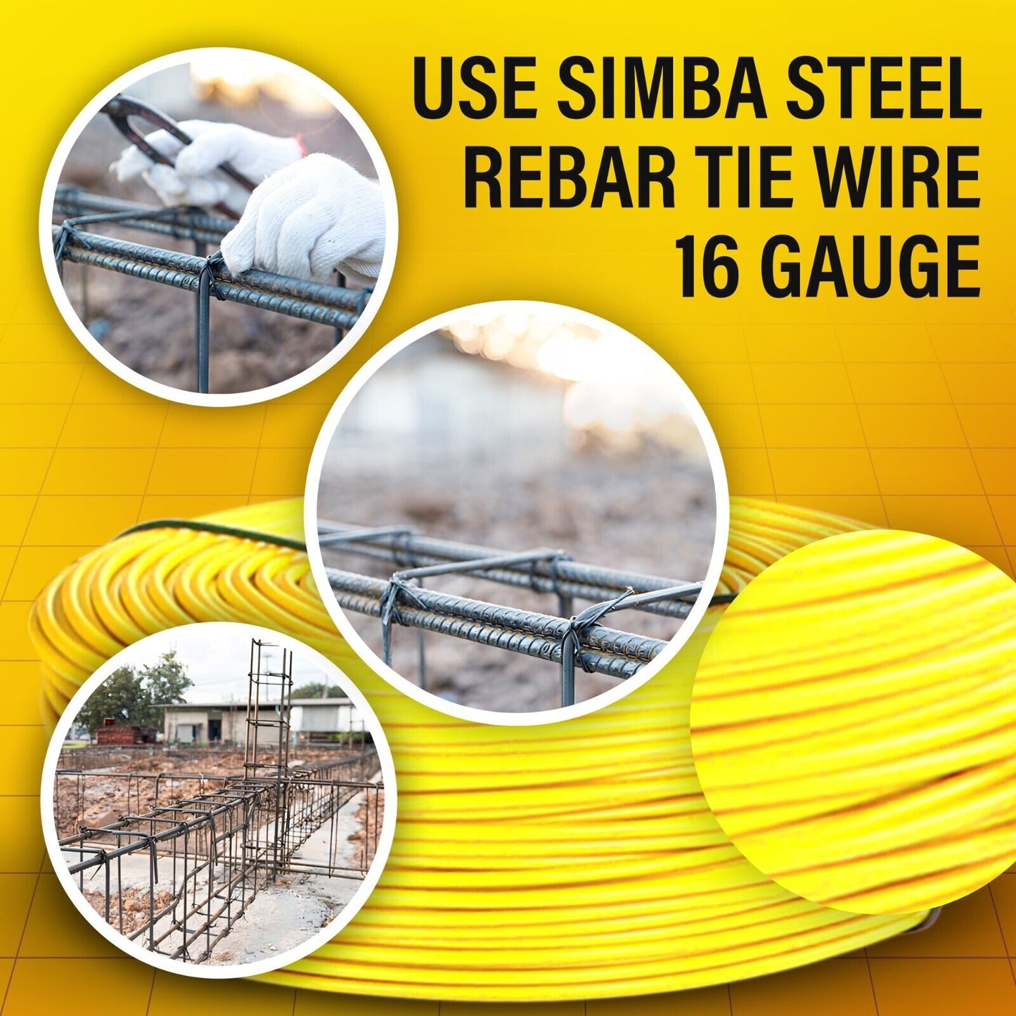 Lot of 10 x 3lb PVC Rebar Tie Wire, 16 Gauge, Approx 3000 FT - SIMBA STEEL