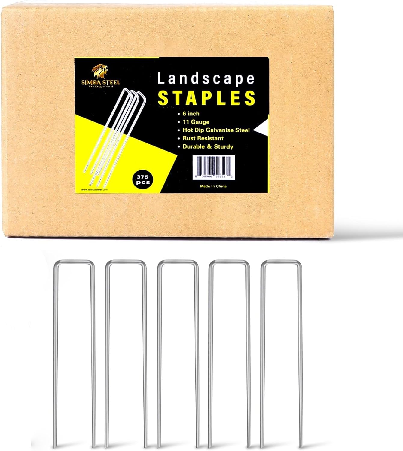 1100 Pack x 6 Inch Landscape Staples Galvanised, Fabric Pins, 11 Gauge, Garden Staples, Tent Stakes, Fabric Pins for Lawn, Fence, Tent, Decoration, Weed Barrier, Outdoor. (1100 x 6in)