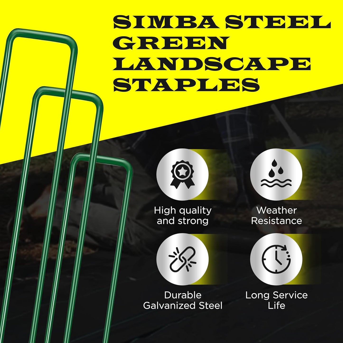 120 Pack x 6 Inch, 11 Gauge Green Landscape Staples, Garden Stakes, Ground Anchor, U-Type, Rust Resistant, Ground Pin for Tents, Tarp, Fence Grass Weed Barrier (Green 120 Pack)