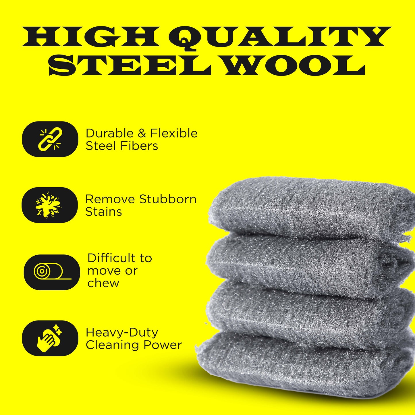 16 pcs Steel Wool Grade 0000 - Finest Grade for Furniture Cleaning, Wood Buffing, Mice Control