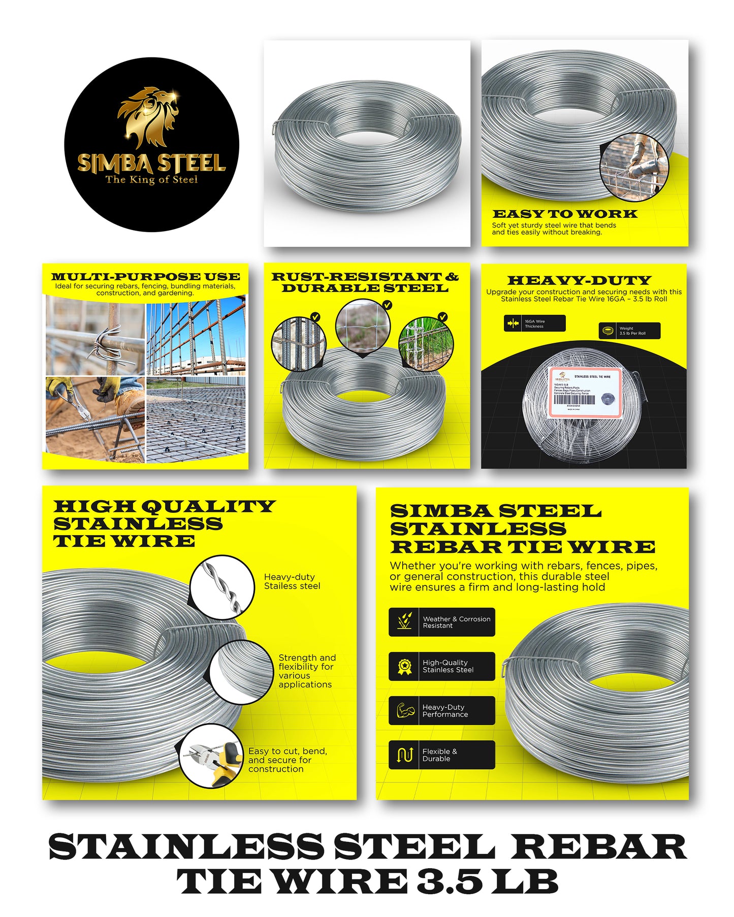 Stainless Steel Rebar Tie Wire 3.5 lb