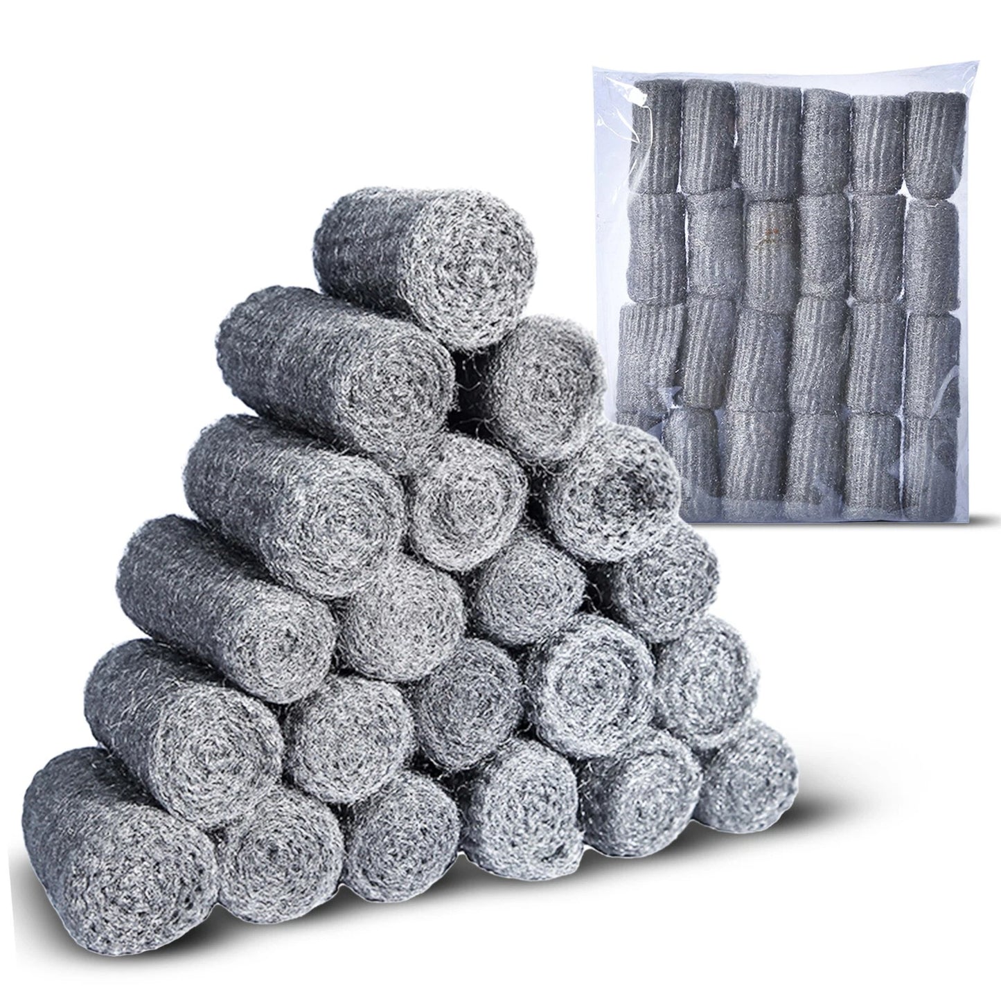 24 pcs Steel Wool Grade 0000 - Finest Grade for Furniture Cleaning, Mice Control