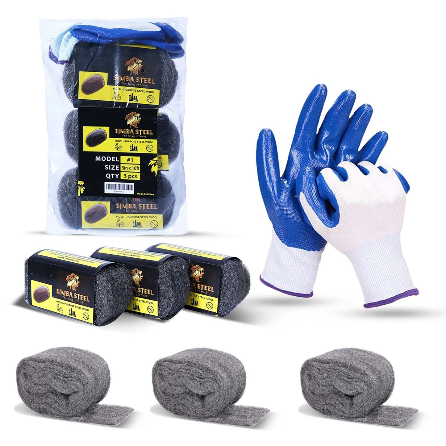 3 Pack Steel Wool 3 x 10FT each + Gloves, Mice Control, Keep Home Safe, Gap Fill