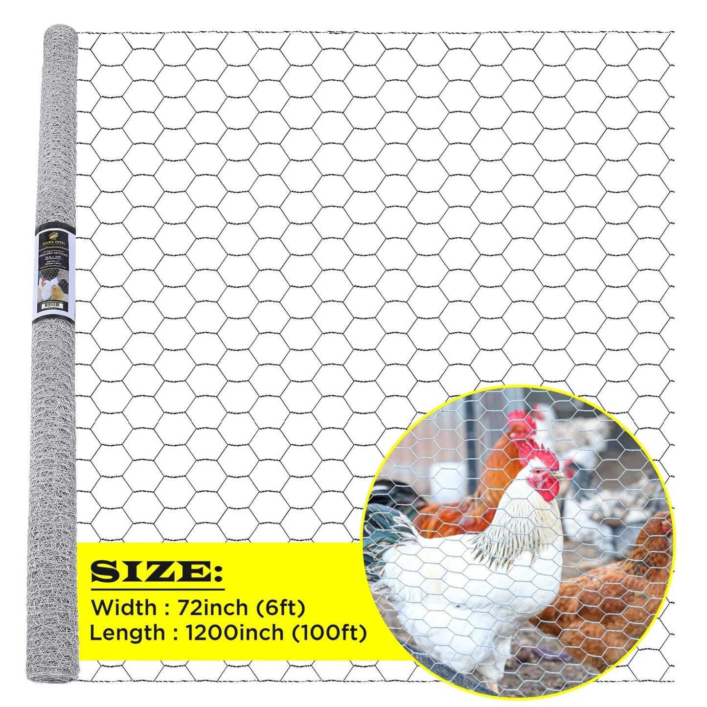 Chicken Wire 1" Hole - 12" - 72" Poultry Mesh Galvanized Poultry Net - Fencing