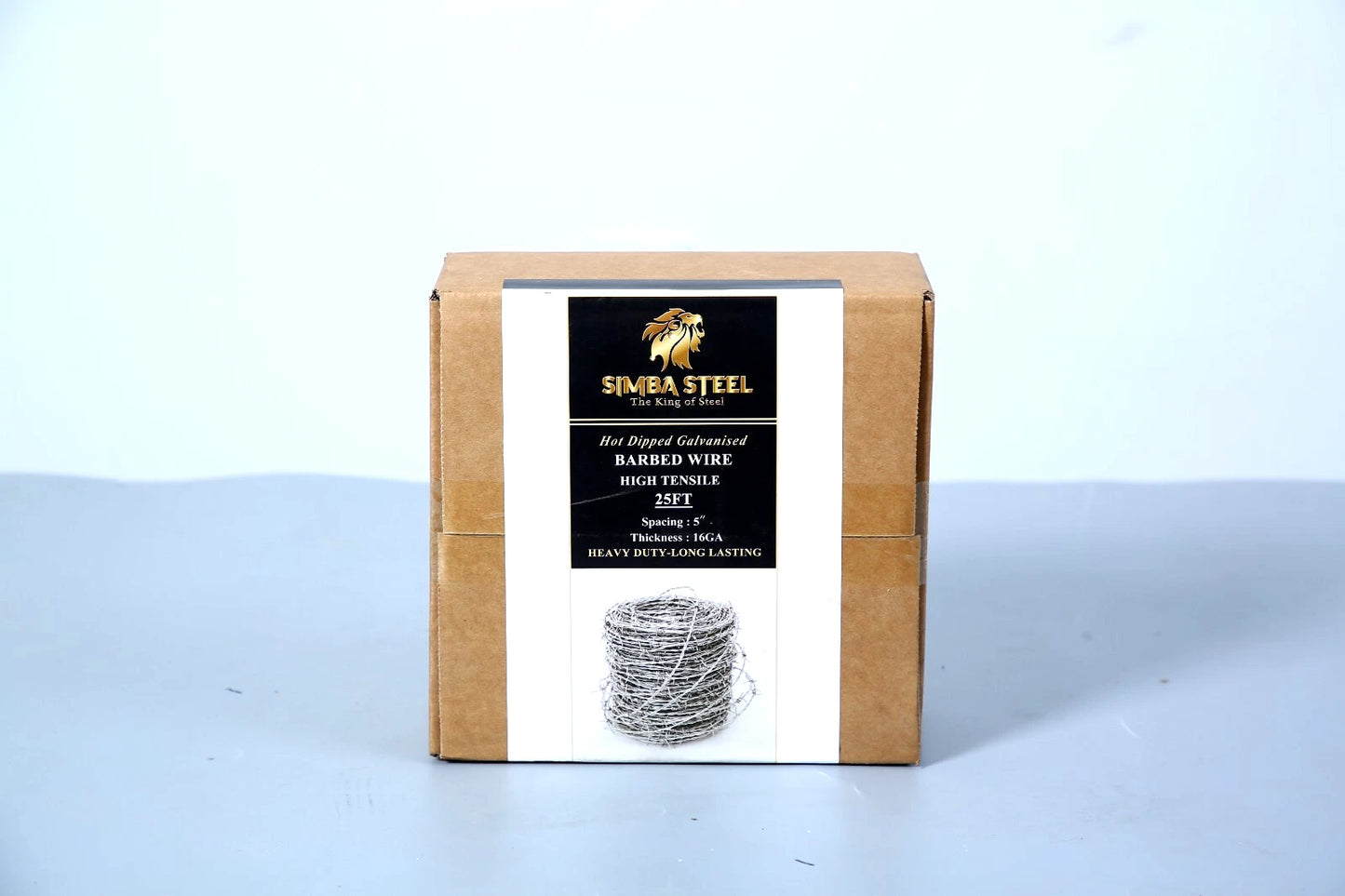 25 FT Roll Barbed Wire 16 Ga STRONG | 4-Point | 5" Spacing | Free Gloves | SIMBA STEEL