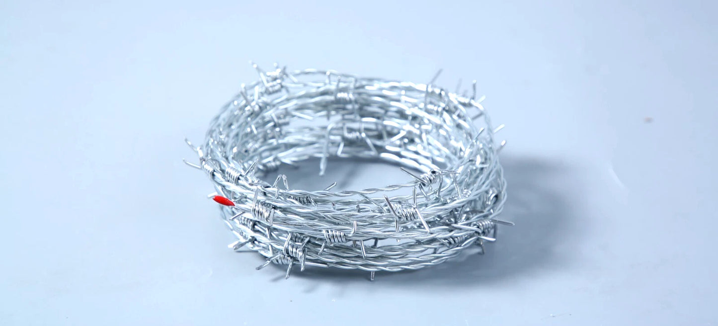 25 FT Roll Barbed Wire 16 Ga STRONG | 4-Point | 5" Spacing | Free Gloves | SIMBA STEEL