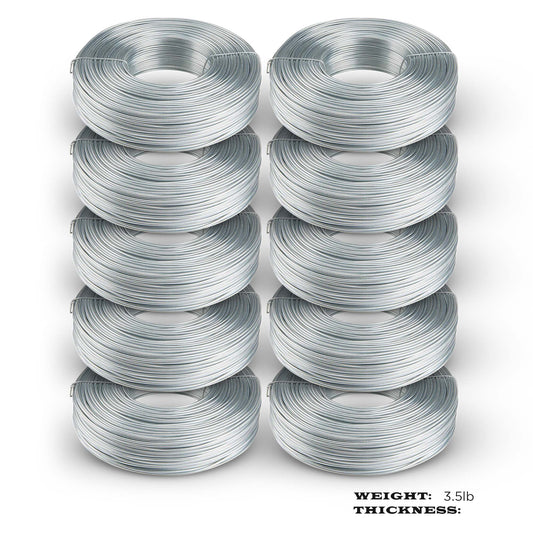 10 pack Galvanized Rebar Tie Wire | 16 Gauge | 3.5lb Roll | 330-340 ft Length | Reinforcement Coil | Excellent Strength | Flexible | SIMBA STEEL Galv TieWire 3.5lb - (Pack of 10)