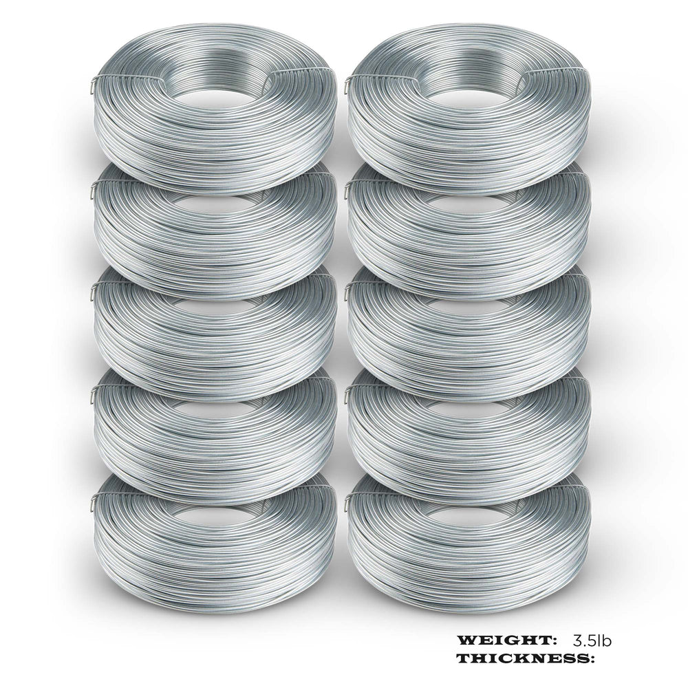 10 pack Galvanized Rebar Tie Wire | 16 Gauge | 3.5lb Roll | 330-340 ft Length | Reinforcement Coil | Excellent Strength | Flexible | SIMBA STEEL Galv TieWire 3.5lb - (Pack of 10)
