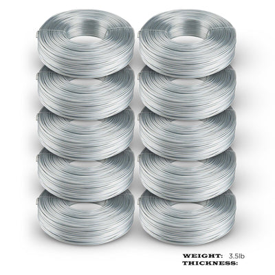 10 pack Galvanized Rebar Tie Wire | 16 Gauge | 3.5lb Roll | 330-340 ft Length | Reinforcement Coil | Excellent Strength | Flexible | SIMBA STEEL Galv TieWire 3.5lb - (Pack of 10)