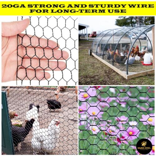 PVC Hexagonal Poultry Net Chicken Wire 36" x 50' x 1" Mesh 20GA Black SIMBASTEEL  | eBay