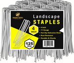125 Pack x 4 Inch Landscape Staples Galvanised, Fabric Pins, 11 Gauge, Garden Staples, Tent Stakes, Fabric Pins for Lawn, Fence, Tent, Decoration, Weed Barrier, Outdoor. (125 x 4in)