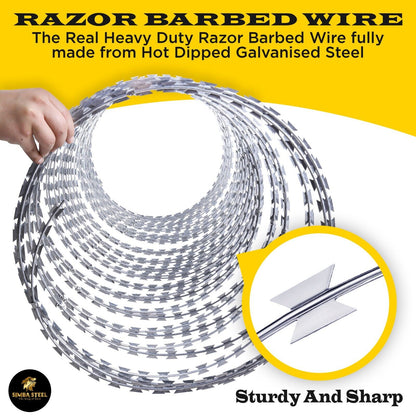 BTO-22 Razor Wire 250 FT Galvanize Steel Razor Barbed Wire Concertina SIMBASTEEL