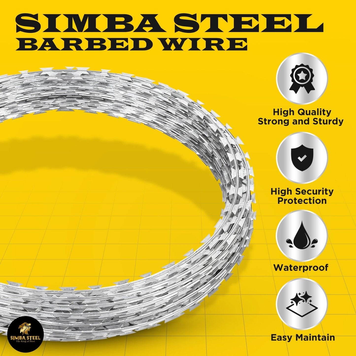 BTO-22 Razor Wire 250 FT Galvanize Steel Razor Barbed Wire Concertina SIMBASTEEL