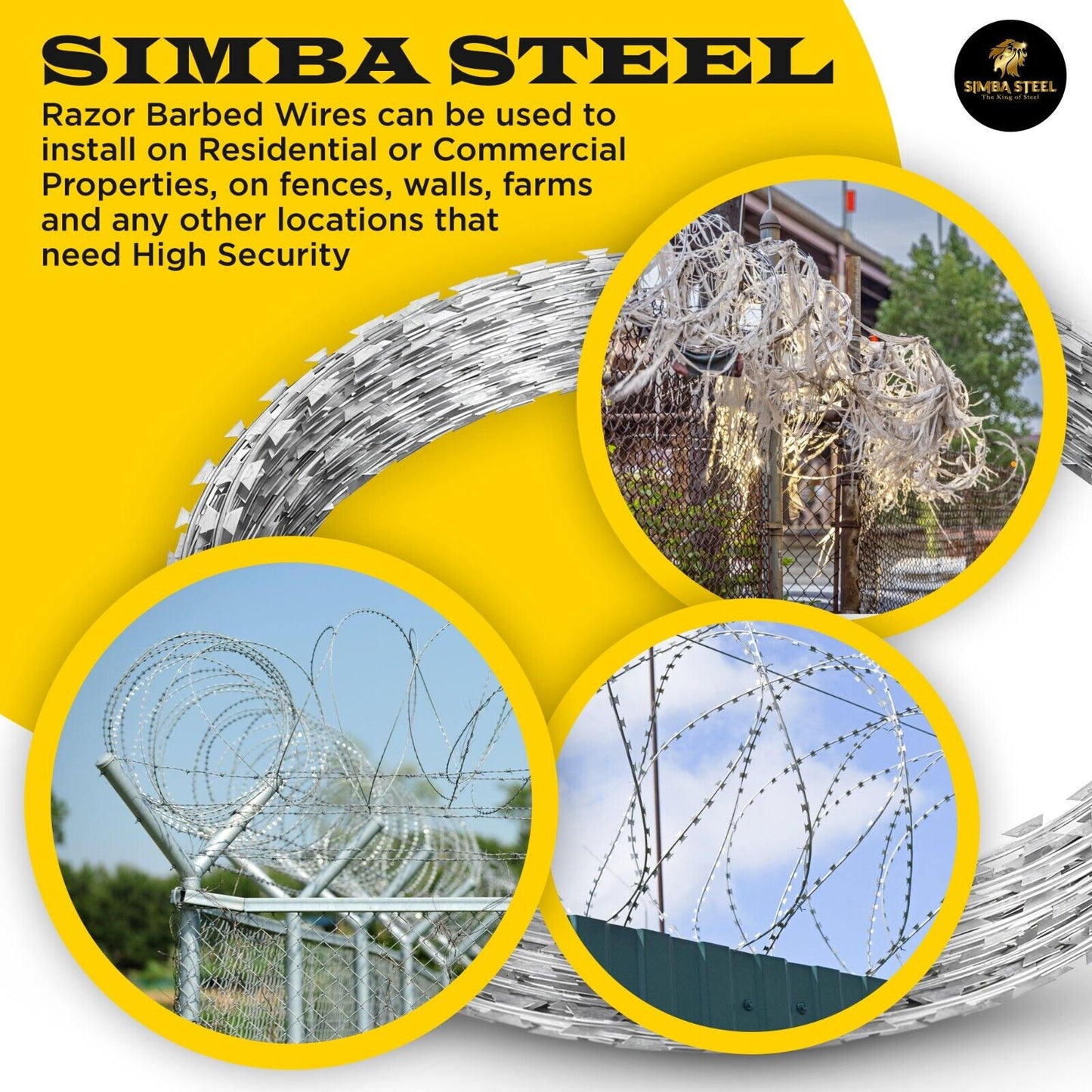 BTO-22 Razor Wire 250 FT Galvanize Steel Razor Barbed Wire Concertina SIMBASTEEL