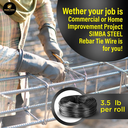 Lot of 3 x 3.5 lb Black Annealed Rebar Tie Wire 16 Gauge, (990ft) SIMBA STEEL