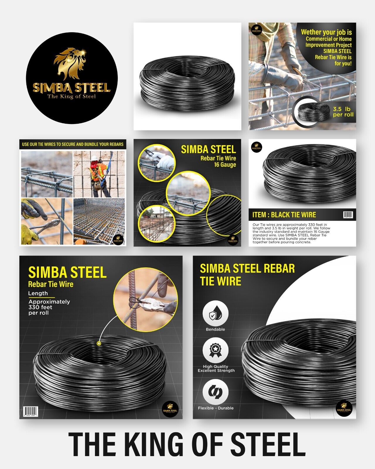 Black Annealed Rebar Tie Wire 16G – 5 Rolls | SimbaSteel