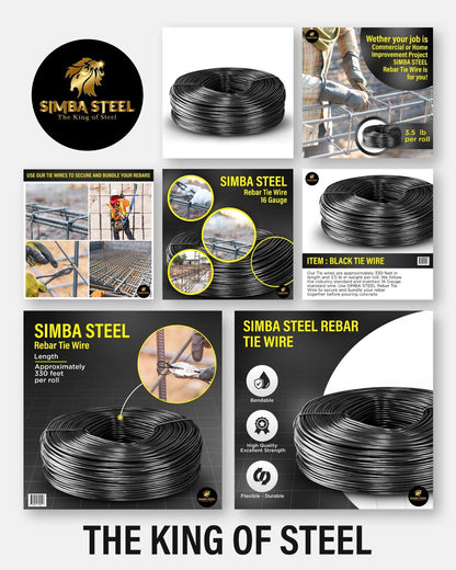 Black Annealed Rebar Tie Wire 16G – 5 Rolls | SimbaSteel
