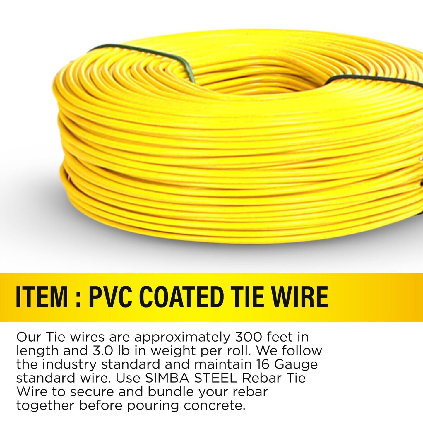 ReBar Tie Wire, PVC Rebar Tie Wire | 16 Gauge | Approx. 300 FT - SIMBA STEEL
