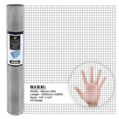 Galvanized Welded Wire Mesh, Hardware Cloth, Size 12"-72" 50/100FT SIMBA STEEL