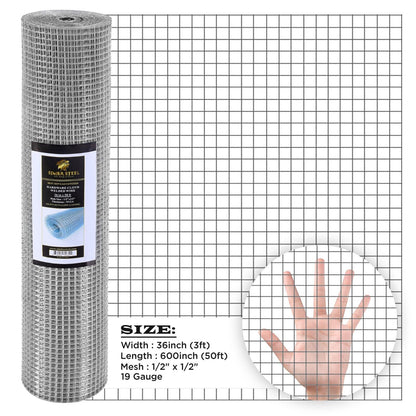 Galvanized Welded Wire Mesh, Hardware Cloth, Size 12"-72" 50/100FT SIMBA STEEL