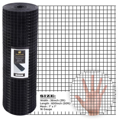 Hardware Cloth 16 GA Black Vinyl Coated Welded Wire Mesh Many Sizes -SIMBA STEEL