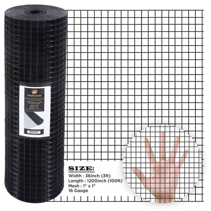 Hardware Cloth 16 GA Black Vinyl Coated Welded Wire Mesh Many Sizes -SIMBA STEEL