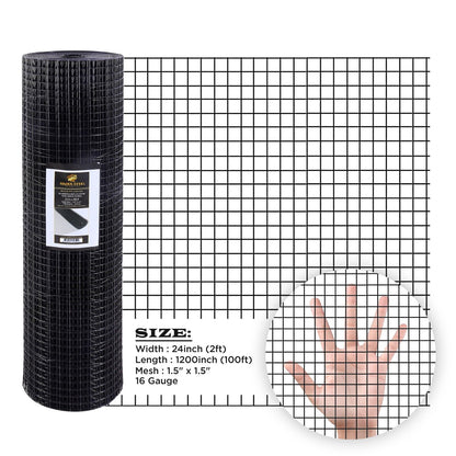 Hardware Cloth 16 GA Black Vinyl Coated Welded Wire Mesh Many Sizes -SIMBA STEEL