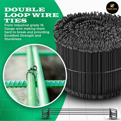 5 Inch x 1,000pc Double Loop Rebar Wire Ties, 16 Gauge Soft Annealed, SIMBASTEEL