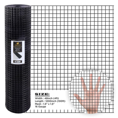 Hardware Cloth 16 GA Black Vinyl Coated Welded Wire Mesh Many Sizes -SIMBA STEEL