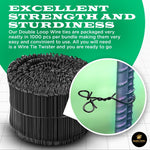 5 Inch x 1,000pc Double Loop Rebar Wire Ties, 17 Gauge Soft Annealed, SIMBASTEEL