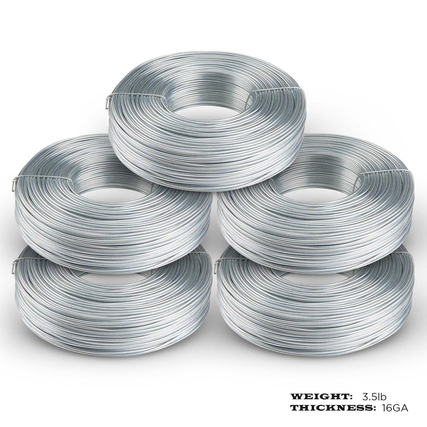 5 pack Galvanized Rebar Tie Wire | 16 Gauge | 3.5lb Roll | 330-340 ft Length | Reinforcement Coil | Excellent Strength | Flexible | SIMBA STEEL Galv TieWire 3.5lb - (Pack of 5)