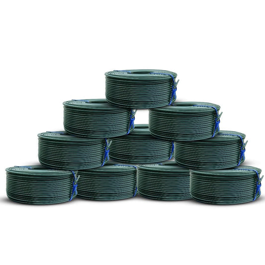 PVC Rebar Tie Wire | 16 Gauge | 3.0lb Roll | Approx. 300 ft Length | Rust-Proof PVC Coated | Excellent Strength | Flexible | Durable (Green PVC Coated, Pack of 10)