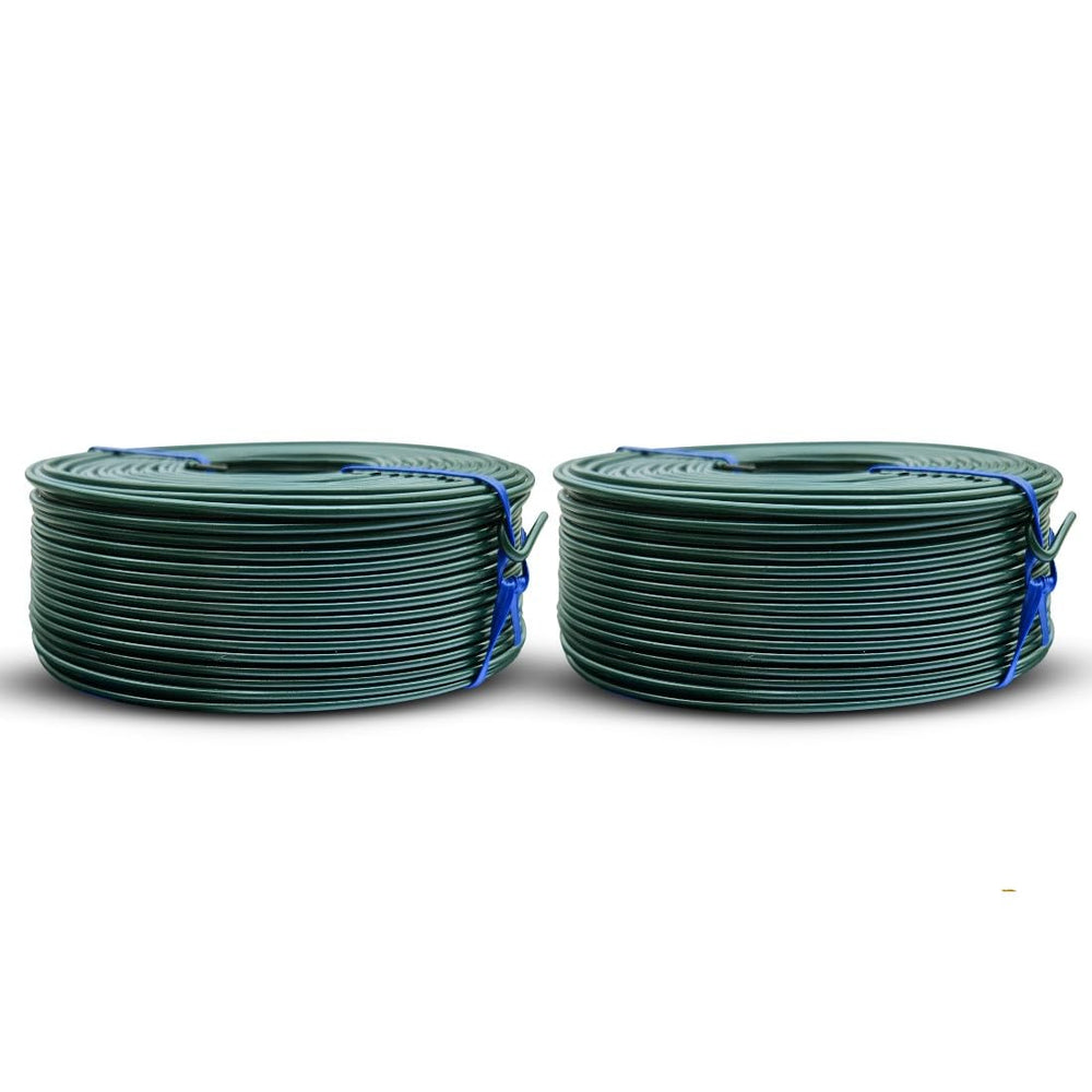 PVC Rebar Tie Wire | 16 Gauge | 3.0lb Roll | Approx. 300 ft Length | Rust-Proof PVC Coated | Excellent Strength | Flexible | Durable (Green PVC Coated, Pack of 2)