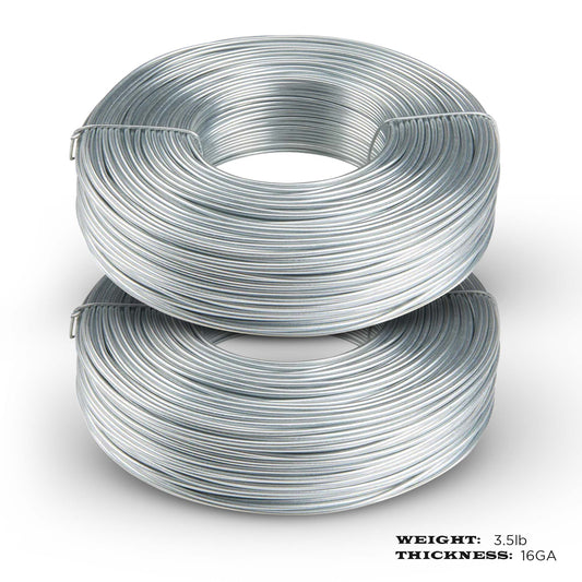 2 pack Galvanized Rebar Tie Wire | 16 Gauge | 3.5lb Roll | 330-340 ft Length | Reinforcement Coil | Excellent Strength | Flexible | SIMBA STEEL Galv TieWire 3.5lb - (Pack of 2)