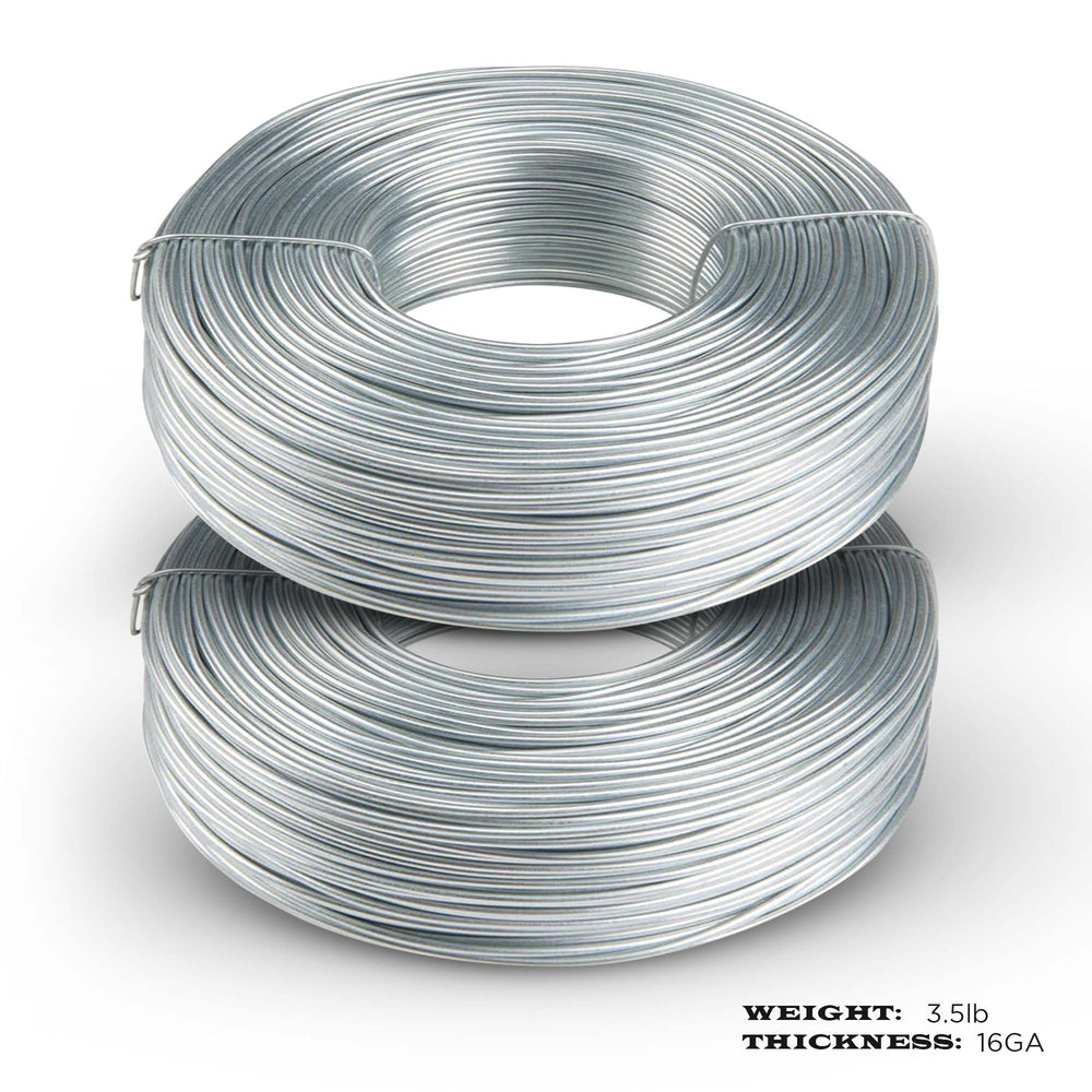 2 pack Galvanized Rebar Tie Wire | 16 Gauge | 3.5lb Roll | 330-340 ft Length | Reinforcement Coil | Excellent Strength | Flexible | SIMBA STEEL Galv TieWire 3.5lb - (Pack of 2)