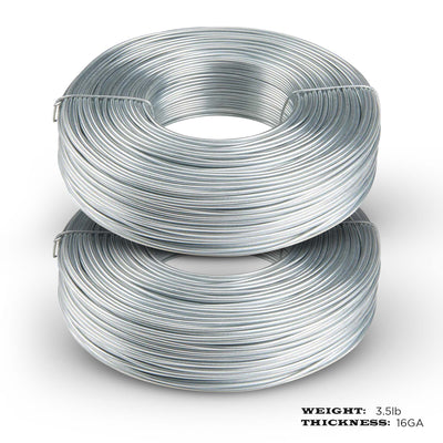2 pack Galvanized Rebar Tie Wire | 16 Gauge | 3.5lb Roll | 330-340 ft Length | Reinforcement Coil | Excellent Strength | Flexible | SIMBA STEEL Galv TieWire 3.5lb - (Pack of 2)