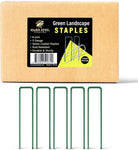 120 Pack x 6 Inch, 11 Gauge Green Landscape Staples, Garden Stakes, Ground Anchor, U-Type, Rust Resistant, Ground Pin for Tents, Tarp, Fence Grass Weed Barrier (Green 120 Pack)