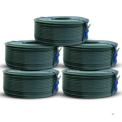 PVC Rebar Tie Wire | 16 Gauge | 3.0lb Roll | Approx. 300 ft Length | Rust-Proof PVC Coated | Excellent Strength | Flexible | Durable (Green PVC Coated, Pack of 5)