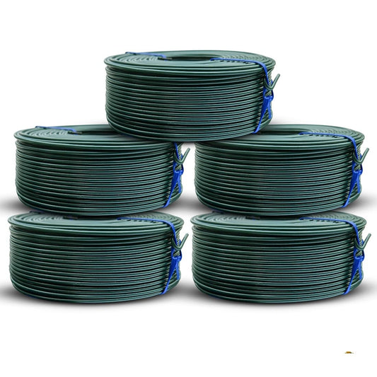 PVC Rebar Tie Wire | 16 Gauge | 3.0lb Roll | Approx. 300 ft Length | Rust-Proof PVC Coated | Excellent Strength | Flexible | Durable (Green PVC Coated, Pack of 5)