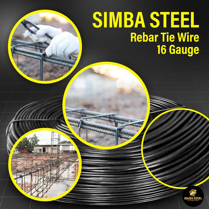 Rebar Tie Wire | 16 Gauge | Black Soft Annealed | 3.5lb Roll | 330-340 ft Length | Excellent Strength | Flexible | Durable | Black Annealed Rebar Tie Wire 1 roll