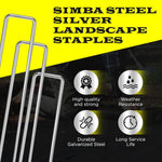 125 Pack x 4 Inch Landscape Staples Galvanised, Fabric Pins, 11 Gauge, Garden Staples, Tent Stakes, Fabric Pins for Lawn, Fence, Tent, Decoration, Weed Barrier, Outdoor. (125 x 4in)