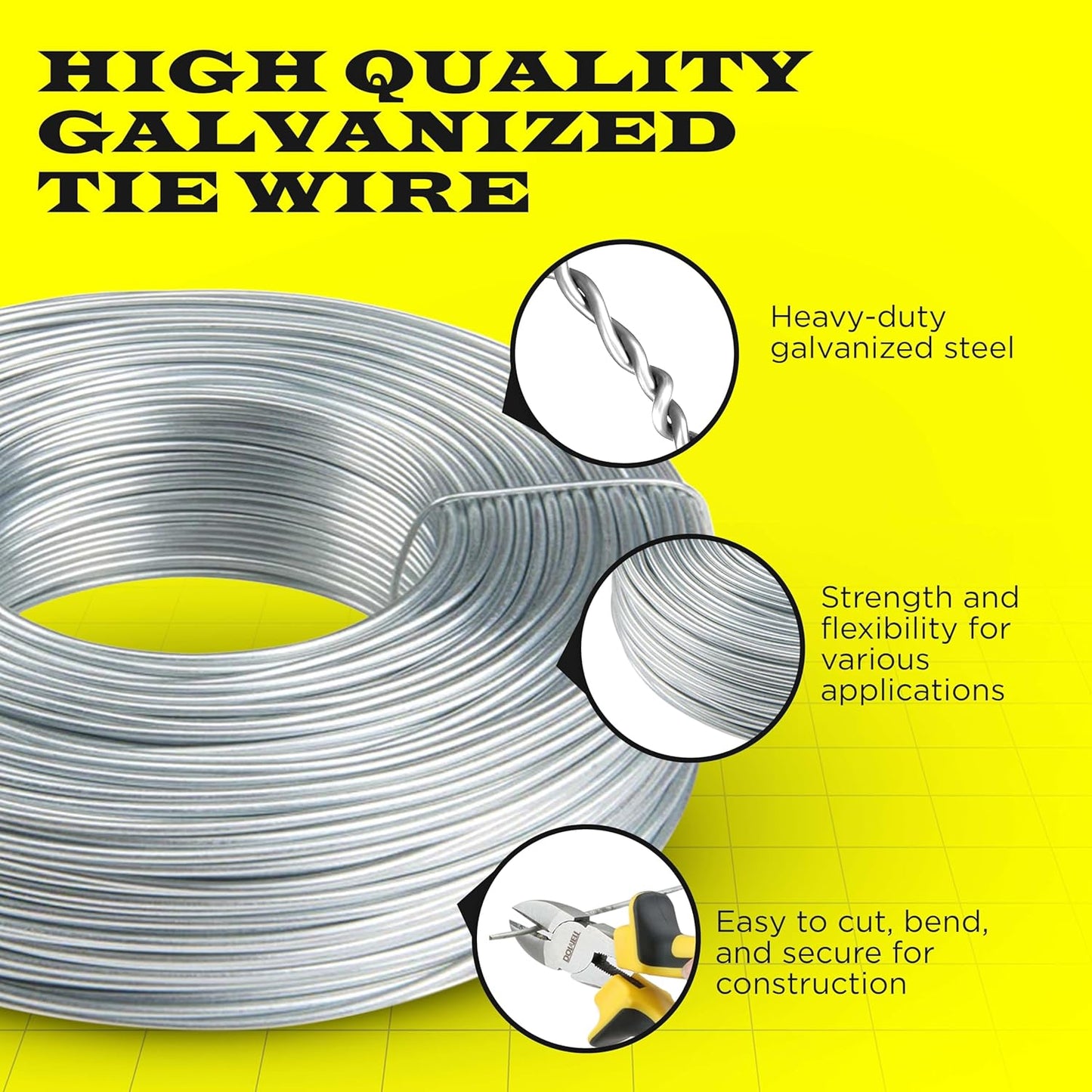 Galvanized Tie Wire | 16 Gauge | 3.5lb Roll | 330-340 ft Length | Soft Annealed | Excellent Strength | Flexible | SIMBA STEEL Galv TieWire 3.5lb