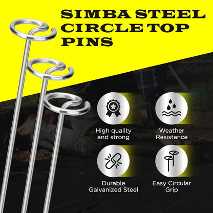 8 Gauge Circle Top Lanscape Pins - 85 Pack x 6 Inch Galvanised, Heavy Duty, Not Easy to Bend, Garden Stakes for Tarps, Lawn Turf, Weed Mats, More Holding Power (85 Pins)