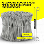6 Inch - 17 Gauge 1000 pcs GALVANIZED Steel Double Loop Rebar Wire Bar Ties | Excellent Strength | Durable | SIMBA STEEL | Galvanized 6 in 1000pcs