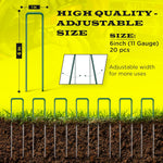 20 Pack x 6 Inch, 11 Gauge Green Landscape Staples, Garden Stakes, Ground Anchor, U-Type, Rust Resistant, Ground Pin for Tents, Tarp, Fence Grass Weed Barrier (Green 20 Pack)