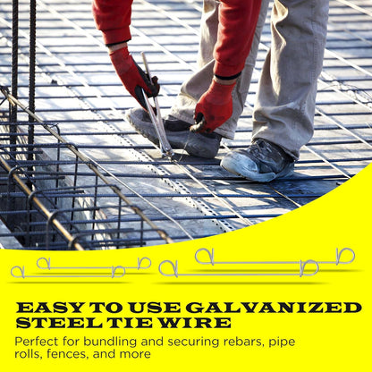 6 Inch - 16 Gauge 1000 pcs GALVANIZED Steel Double Loop Rebar Wire Bar Ties | Excellent Strength | Durable | SIMBA STEEL | Galvanized 6 in 1000pcs